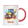 Personalised with Name, Bulldozer Kids Mug – Customised Construction-Themed Cup – Available in 11oz, 6oz & Enamel Options