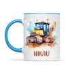 Personalised with Name, Bulldozer Kids Mug – Customised Construction-Themed Cup – Available in 11oz, 6oz & Enamel Options