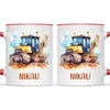Personalised with Name, Bulldozer Kids Mug – Customised Construction-Themed Cup – Available in 11oz, 6oz & Enamel Options