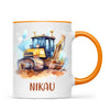 Personalised with Name, Bulldozer Kids Mug – Customised Construction-Themed Cup – Available in 11oz, 6oz & Enamel Options
