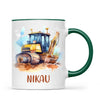 Personalised with Name, Bulldozer Kids Mug – Customised Construction-Themed Cup – Available in 11oz, 6oz & Enamel Options