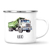Personalised with Name, Green Dump Truck Kids Mug – Custom Construction Vehicle Cup for Children – Available in 11oz, 6oz & Enamel
