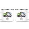 Personalised with Name, Green Dump Truck Kids Mug – Custom Construction Vehicle Cup for Children – Available in 11oz, 6oz & Enamel