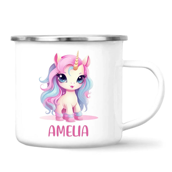 Personalised with Name, Pastel Unicorn Kids Mug – Custom Unicorn Cup for Children – Available in 11oz, 6oz & Enamel