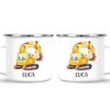 Personalised with Name, Cute Digger Kids Mug – Custom Construction Vehicle Cup for Children – Available in 11oz, 6oz & Enamel Options