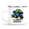 Personalised with Name, Green Monster Truck Kids Mug – Custom Off-Road 4x4 Cup for Children – Available in 11oz, 6oz & Enamel Options
