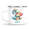 Personalised with Name, Dinosaur Ice Cream Kids Mug – Customised Cute Dino Cup for Children – Available in 11oz, 6oz & Enamel Options