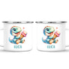 Personalised with Name, Dinosaur Ice Cream Kids Mug – Customised Cute Dino Cup for Children – Available in 11oz, 6oz & Enamel Options