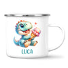 Personalised with Name, Dinosaur Ice Cream Kids Mug – Customised Cute Dino Cup for Children – Available in 11oz, 6oz & Enamel Options