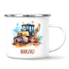 Personalised with Name, Bulldozer Kids Mug – Customised Construction-Themed Cup – Available in 11oz, 6oz & Enamel Options