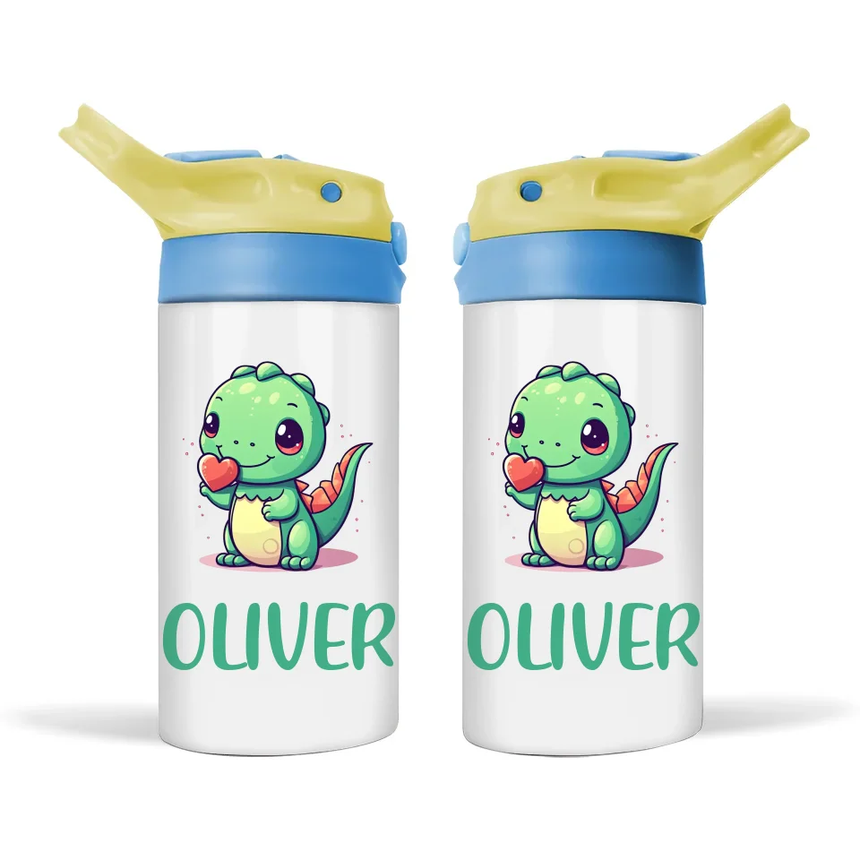 Personalised Dinosaur Kids Sippy Bottle – Custom Name | Double-Walled Insulated