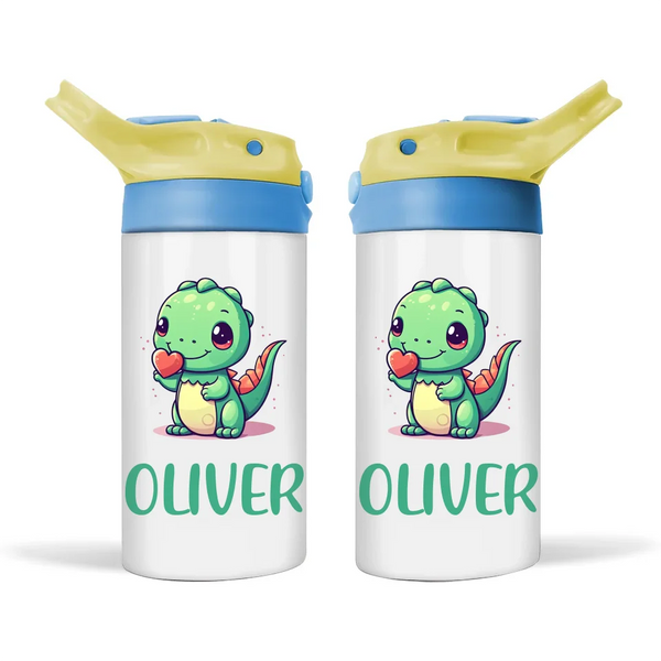 Personalised Dinosaur Kids Sippy Bottle – Custom Name | Double-Walled Insulated
