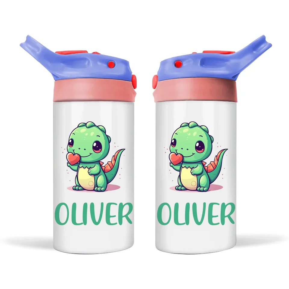 Personalised Dinosaur Kids Sippy Bottle – Custom Name | Double-Walled Insulated