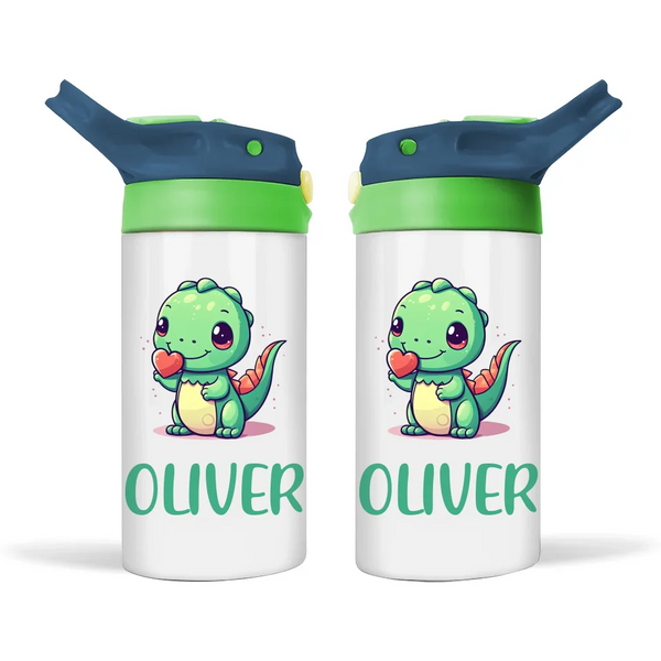 Personalised Dinosaur Kids Sippy Bottle – Custom Name | Double-Walled Insulated