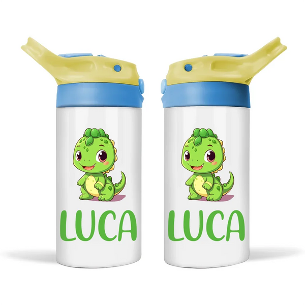 Personalised Dinosaur Kids Sippy Bottle – Custom Name | Double-Walled Insulated