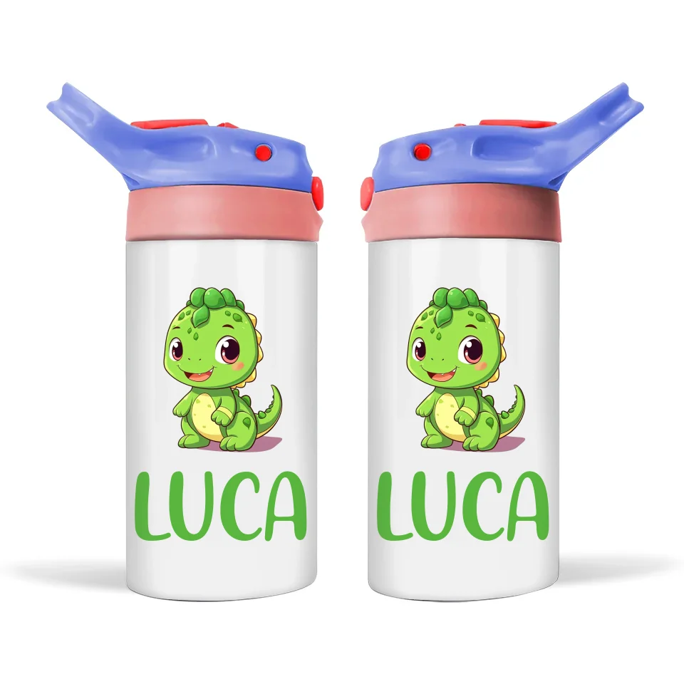 Personalised Dinosaur Kids Sippy Bottle – Custom Name | Double-Walled Insulated