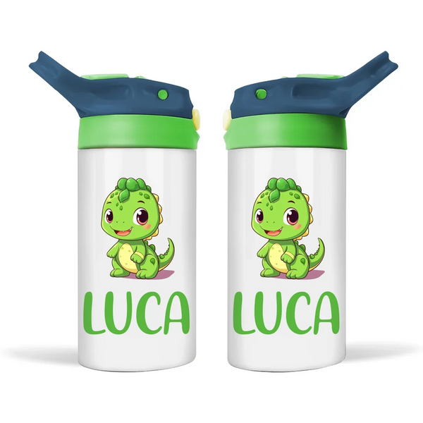 Personalised Dinosaur Kids Sippy Bottle – Custom Name | Double-Walled Insulated