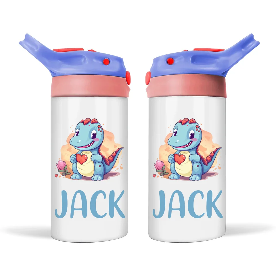 Personalised Dinosaur Sippy Bottle – Custom Name | Double-Walled Insulated