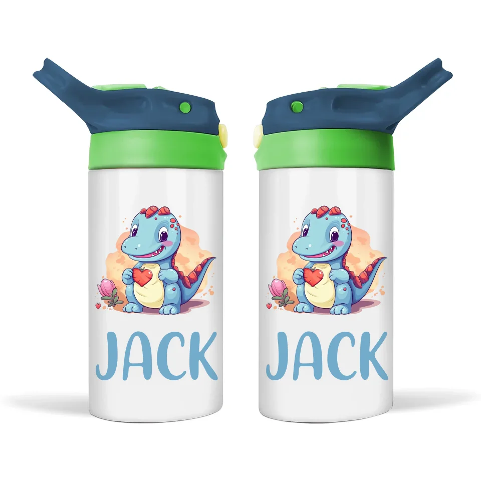 Personalised Dinosaur Sippy Bottle – Custom Name | Double-Walled Insulated