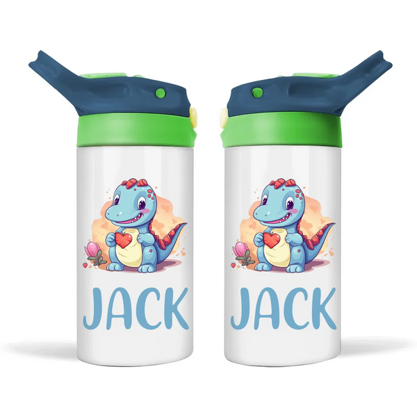 Personalised Dinosaur Sippy Bottle – Custom Name | Double-Walled Insulated