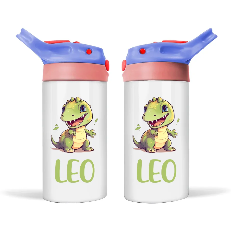 Personalised Kids Sippy Bottle - Cute Dinosaur Design with Custom Name