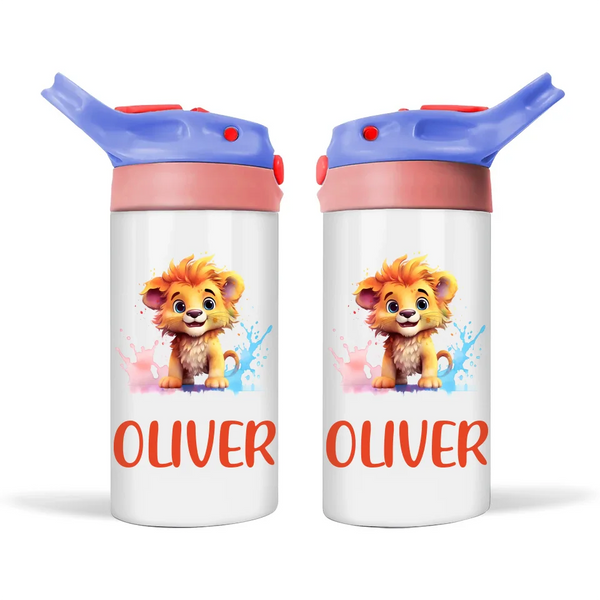 Personalised Kids Sippy Bottle - Adorable Lion Cub Design with Custom Name