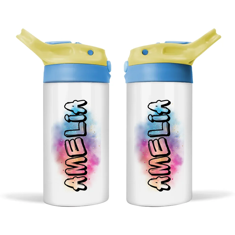 Custom Graffiti Name Sippy Bottle – 12oz Stainless Steel for Kids