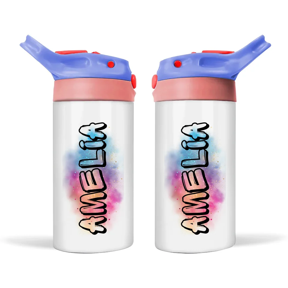 Custom Graffiti Name Sippy Bottle – 12oz Stainless Steel for Kids