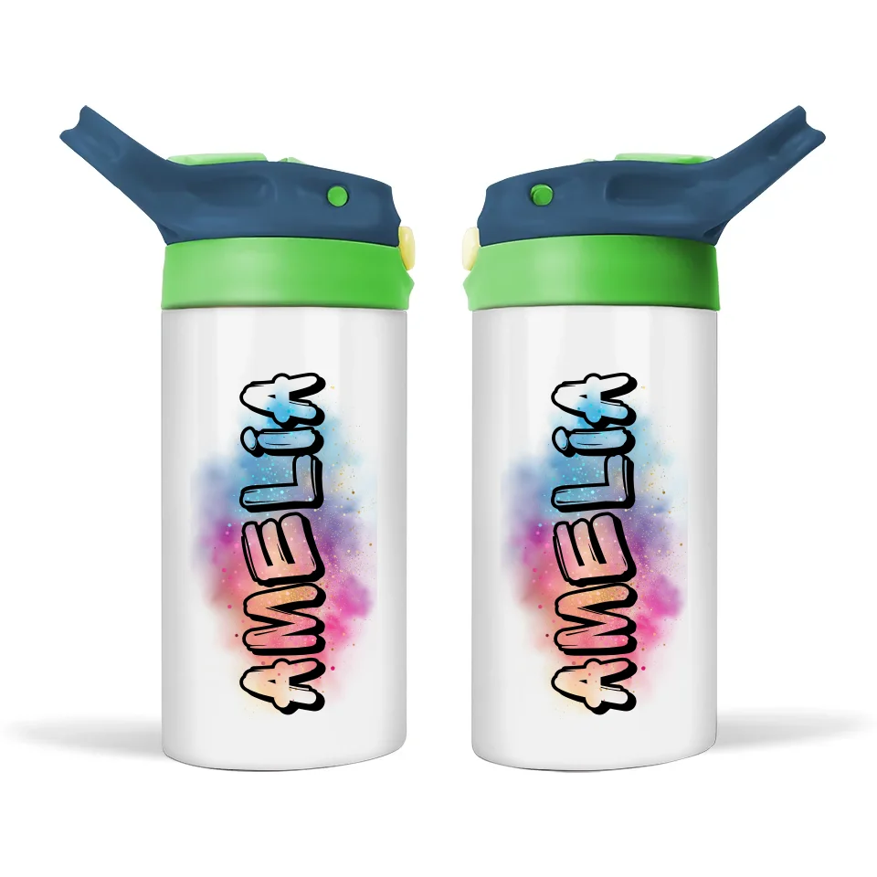 Custom Graffiti Name Sippy Bottle – 12oz Stainless Steel for Kids