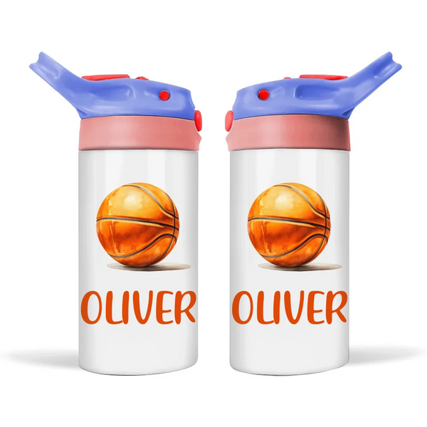 Personalised Kids Basketball Sippy Bottle – 12oz Stainless Steel Insulated Bottle