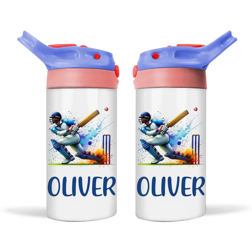 Custom Cricket Sippy Bottle for Kids – 12oz Double-Wall Vacuum Insulated