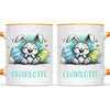 Personalised Easter Bunny Mug – Custom Name Cup for Kids – Happy Sketch Bunny with Colourful Eggs – Ceramic or Enamel – NZ Made