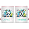 Personalised Easter Bunny Mug – Custom Name Cup for Kids – Happy Sketch Bunny with Colourful Eggs – Ceramic or Enamel – NZ Made