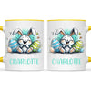 Personalised Easter Bunny Mug – Custom Name Cup for Kids – Happy Sketch Bunny with Colourful Eggs – Ceramic or Enamel – NZ Made