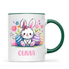 Personalised Easter Bunny Mug – Custom Name Kids Cup with Colourful Eggs & Flowers – Cute Girl Bunny Gift – Ceramic or Enamel – NZ Made