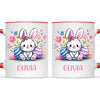 Personalised Easter Bunny Mug – Custom Name Kids Cup with Colourful Eggs & Flowers – Cute Girl Bunny Gift – Ceramic or Enamel – NZ Made