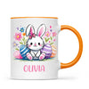 Personalised Easter Bunny Mug – Custom Name Kids Cup with Colourful Eggs & Flowers – Cute Girl Bunny Gift – Ceramic or Enamel – NZ Made