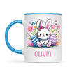 Personalised Easter Bunny Mug – Custom Name Kids Cup with Colourful Eggs & Flowers – Cute Girl Bunny Gift – Ceramic or Enamel – NZ Made