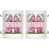 Personalised Easter Bunny Mug – Custom Name Kids Cup with Cute Pink Bunny Design, Carrots & Eggs – Enamel or Ceramic – NZ Made