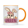 Adorable Personalised Bunny Mug for Kids – Custom Name Easter Gift – Cute Girl Bunny with Carrots & Eggs – Ceramic or Enamel Cup – NZ Made