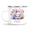 Personalised Easter Bunny Mug – Custom Name Kids Cup with Colourful Eggs & Flowers – Cute Girl Bunny Gift – Ceramic or Enamel – NZ Made