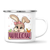 Adorable Personalised Bunny Mug for Kids – Custom Name Easter Gift – Cute Girl Bunny with Carrots & Eggs – Ceramic or Enamel Cup – NZ Made