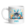 Personalised Easter Robot Bunny Mug – Custom Name Cup for Kids – Cute Sci-Fi Bunny with Eggs & Stars – Ceramic or Enamel – NZ Made