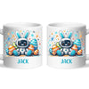 Personalised Easter Robot Bunny Mug – Custom Name Cup for Kids – Cute Sci-Fi Bunny with Eggs & Stars – Ceramic or Enamel – NZ Made