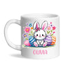 Personalised Easter Bunny Mug – Custom Name Kids Cup with Colourful Eggs & Flowers – Cute Girl Bunny Gift – Ceramic or Enamel – NZ Made