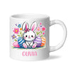 Personalised Easter Bunny Mug – Custom Name Kids Cup with Colourful Eggs & Flowers – Cute Girl Bunny Gift – Ceramic or Enamel – NZ Made