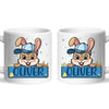 Personalised Bunny Mug for Boys – Custom Name Easter Gift – Cute Bunny with Blue Cap, Eggs & Carrots – Enamel or Ceramic Cup – NZ Made