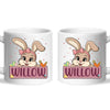 Adorable Personalised Bunny Mug for Kids – Custom Name Easter Gift – Cute Girl Bunny with Carrots & Eggs – Ceramic or Enamel Cup – NZ Made