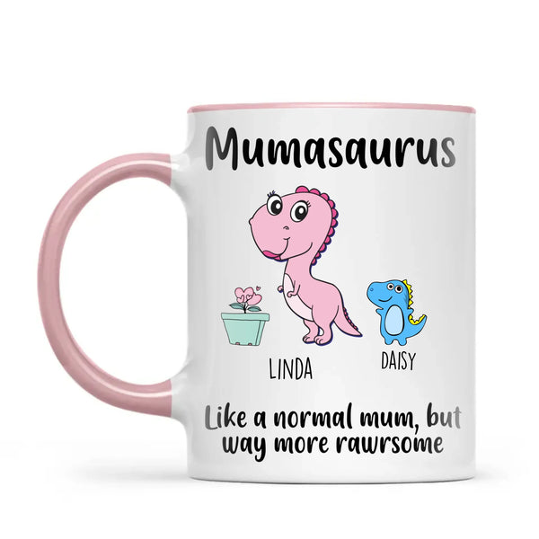 Personalised Mumasaurus Mug – Add Up to 12 Baby Dinosaur Kids with Names – Fun Mother’s Day Gift for Mum from Children