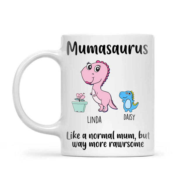 Personalised Mumasaurus Mug – Add Up to 12 Baby Dinosaur Kids with Names – Fun Mother’s Day Gift for Mum from Children